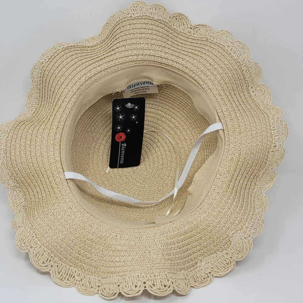 Kids Straw & Pastel Pom Pom Summer Hat & Matching Mini Purse Set
